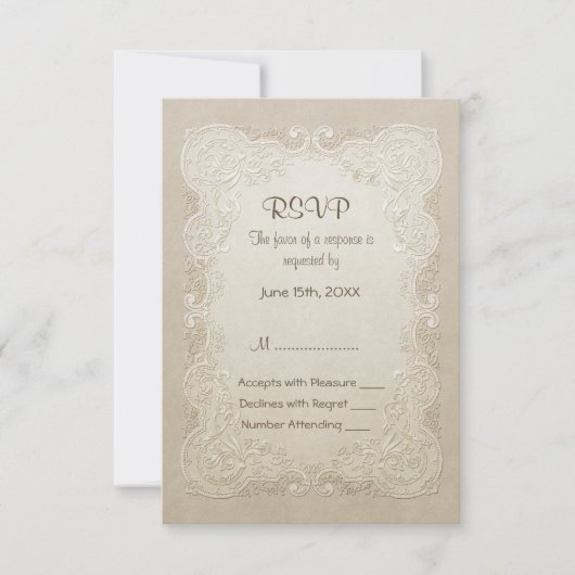 Floral Lace Butterfly Wedding RSVP Karte (Vorderseite)