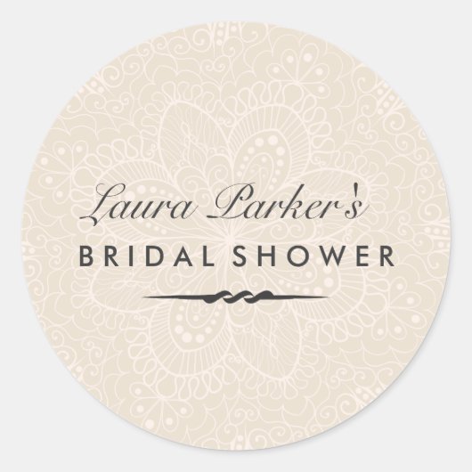Floral Lace | Creme-Brautparty-Aufkleber Runder Aufkleber (Vorderseite)