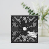 Floral Lace Einladung mit Diamond Bow (Stehend Vorderseite)