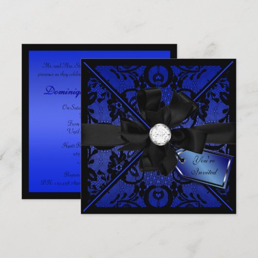 Floral Lace Einladung mit Diamond Bow (Vorne/Hinten)