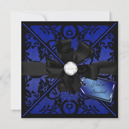 Floral Lace Einladung mit Diamond Bow (Vorderseite)