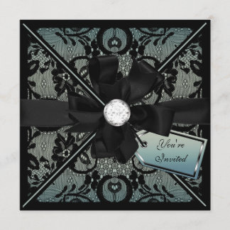 Floral Lace Einladung mit Diamond Bow