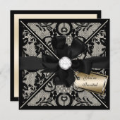 Floral Lace Einladung mit Diamond Bow (Vorne/Hinten)