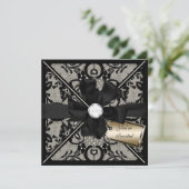 Floral Lace Einladung mit Diamond Bow (Stehend Vorderseite)