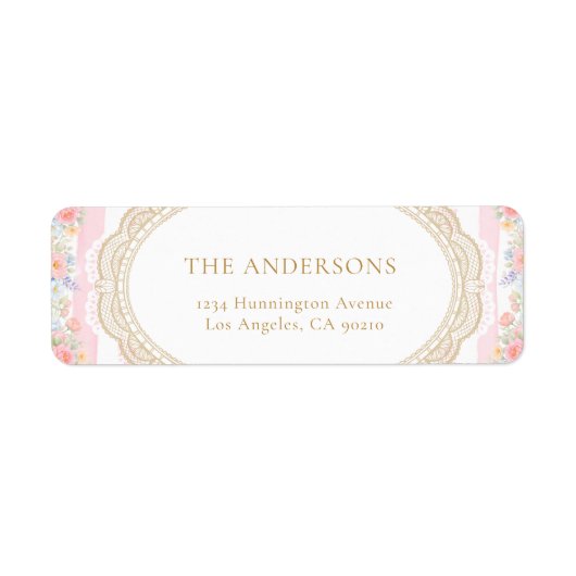 Floral Lace Frame Return Address Label (Vorne)