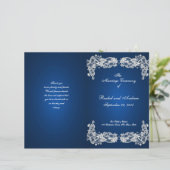 Floral Lace Sapphire Blue Wedding Program (Stehend Vorderseite)