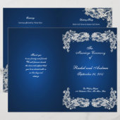 Floral Lace Sapphire Blue Wedding Program (Vorne/Hinten)