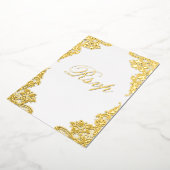 Floral Lace Wedding RSVP Real Gold Folieneinladung (Gedreht)