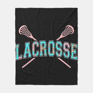 Floral Lacrosse Crossed Sticks LAX Girly Aquamarin Fleecedecke