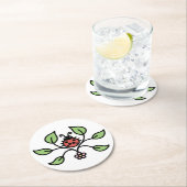 Floral Ladybug Coaster Runder Pappuntersetzer (Vor Ort)
