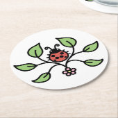 Floral Ladybug Coaster Runder Pappuntersetzer (Angewinkelt)