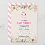 Floral-Lama-Babydusche Geburtstag Einladung (Vorne/Hinten)