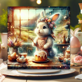 Floral Landküche Niedlich Bunny Oster Feiertagskarte