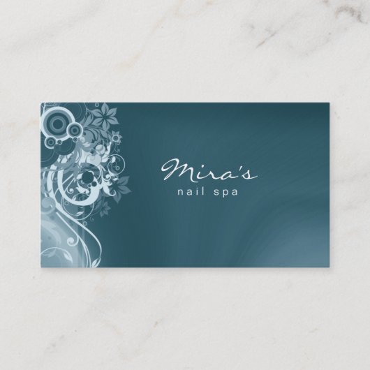 Floral Landscaping Business Card Retro Aquamarin B Visitenkarte (Vorderseite)