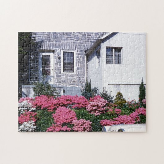 Floral Landschaft Retro Heimweg Vintage Auto Puzzle (Horizontal)