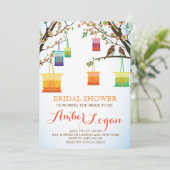 Floral Lantern Bird Bridal Dusche Einladungen (Stehend Vorderseite)