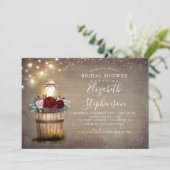 Floral Lantern Rustikales Country Fall Brautparty Einladung (Stehend Vorderseite)