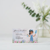 Floral Latina Reiniger Reinigungsservice Housekeep Visitenkarte (Stehend Vorderseite)