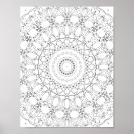 Floral Lattice Kaleidoscope Coloring Page Design Poster