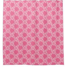 floral lattice pink pattern duschvorhang
