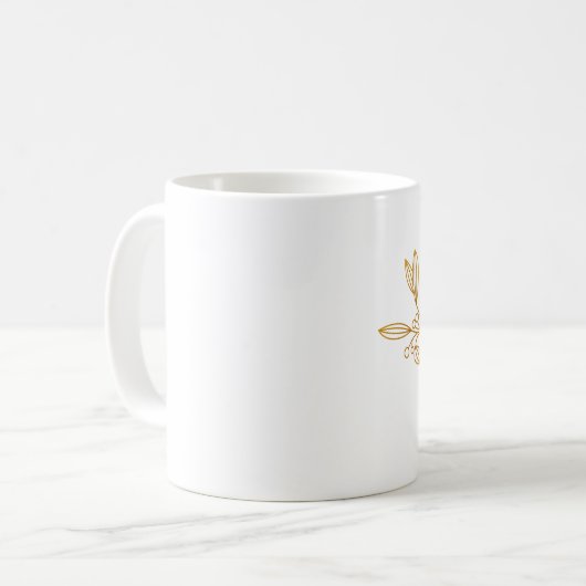 Floral Laurel Initial Letter Monogram Name Coffee Kaffeetasse (Vorderseite Links)