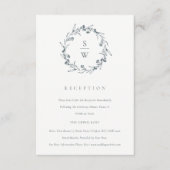 Floral Laurel Wreath Monogram Wedding Reception Begleitkarte (Vorderseite)