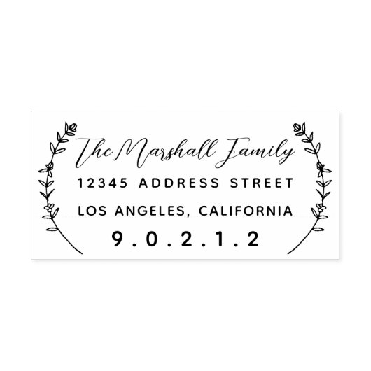 Floral Laurels Personalisiert Address Rubber Brief Gummistempel (Prägung)
