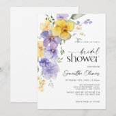 Floral Lavendel Lila Golden Brautparty Einladung (Vorne/Hinten)