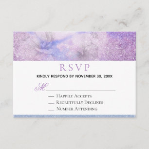 ~ Floral Lavender Blue Glitzer Elegante UAWG Begleitkarte