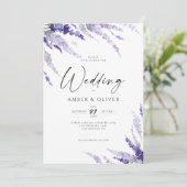 Floral Lavender Elegant Dusty Lila Lilac Wedding Einladung (Stehend Vorderseite)