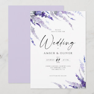 Floral Lavender Elegant Dusty Lila Lilac Wedding Einladung