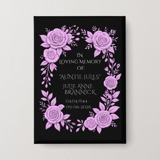 FLORAL LAVENDER. IN LOVING MEMORY KEEPSAKE,  BUTTON (Vorderseite)