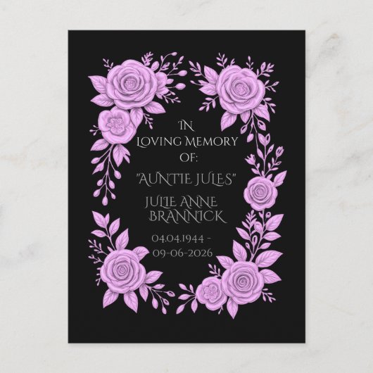 FLORAL LAVENDER. IN LOVING MEMORY KEEPSAKE,  POSTKARTE (Vorderseite)
