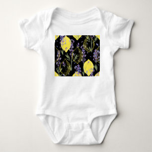 Floral Lavender Lemons Vintag Illustration Baby Strampler