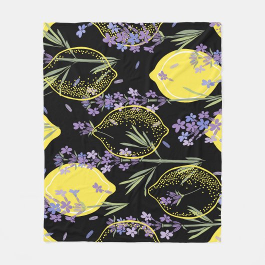 Floral Lavender Lemons Vintag Illustration Fleecedecke (Vorderseite)