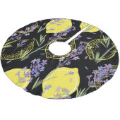 Floral Lavender Lemons Vintag Illustration Polyester Weihnachtsbaumdecke (Schrägansicht)
