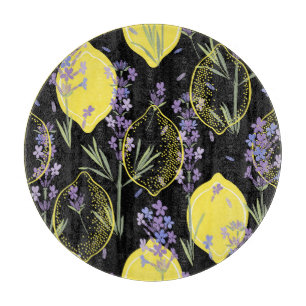 Floral Lavender Lemons Vintag Illustration Schneidebrett