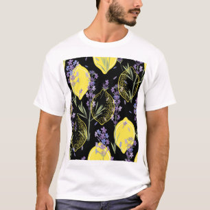Floral Lavender Lemons Vintag Illustration T-Shirt