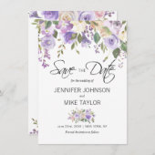 Floral Lavender Lila Lilac Blume Hochzeit Save The Date (Vorne/Hinten)