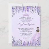 Floral Lavender Lila Quinceanera Einladung (Vorderseite)