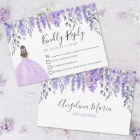Floral Lavender Lila Quinceanera RSVP-Karte