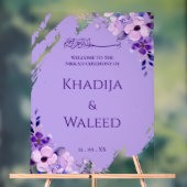 Floral Lavender Lilac Muslim Nikkah Begrüßungszeic Acrylschild (Neutral)