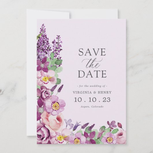 Floral Lavender Save the Date (Vorderseite)