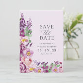 Floral Lavender Save the Date (Stehend Vorderseite)