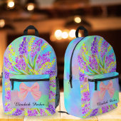 Floral Lavender Türkise Custom Niedlich Girl Schoo Bedruckter Rucksack