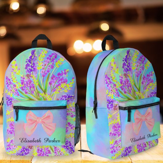 Floral Lavender Türkise Custom Niedlich Girl Schoo Bedruckter Rucksack