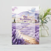 Floral Lavender Wedding Einladung (Stehend Vorderseite)