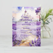 Floral Lavender Wedding Einladung (Stehend Vorderseite)