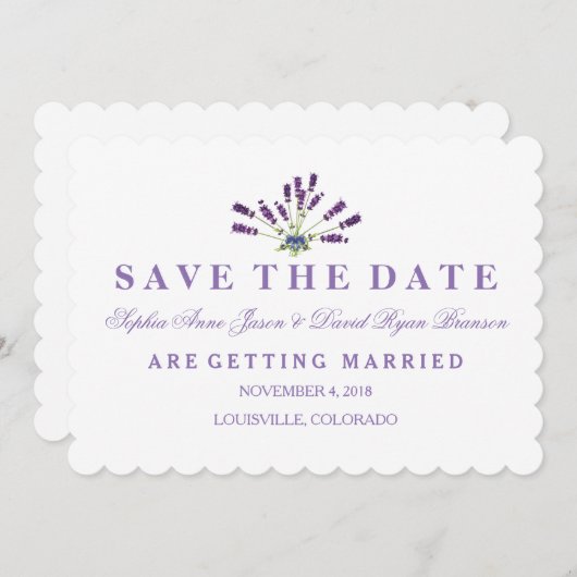 Floral Lavender Wedding speichern das Datum Save The Date (Vorne/Hinten)