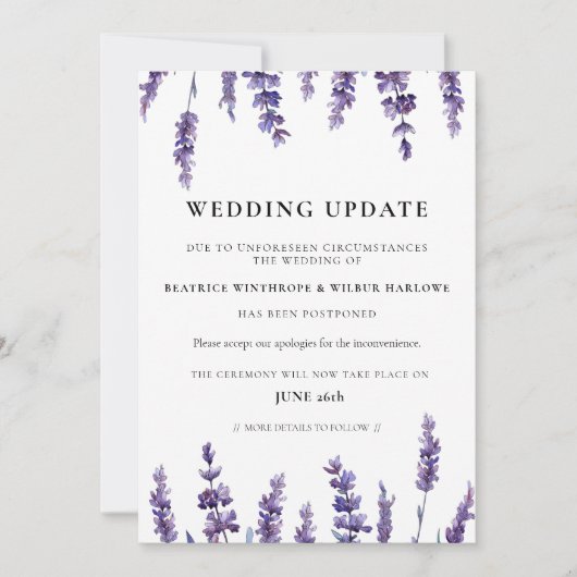 Floral lavender wedening Ankündigung (Vorderseite)